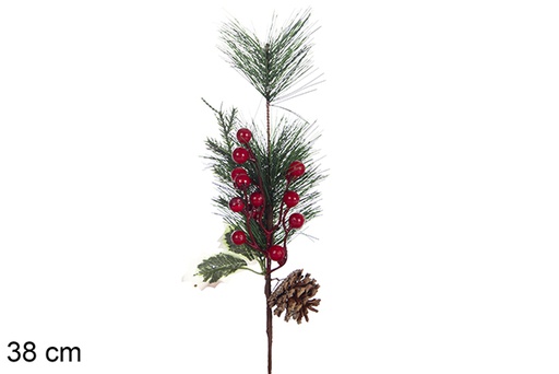 [117234] PVC holly and pine cone bouquet 38 cm