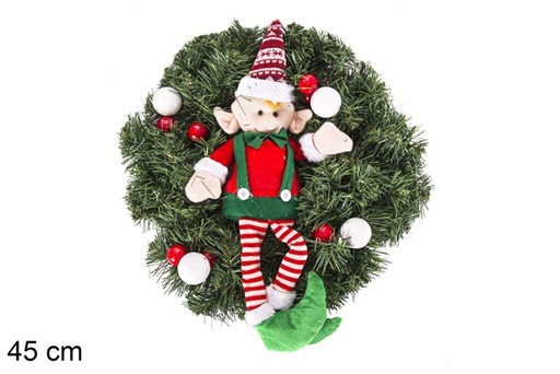 [117242] Corona decorada con elfo 2 modelos 45 cm 