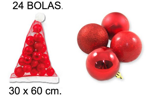 [048461] Chapéu de véu vermelho com 24 bolas vermelhas 30x60 cm