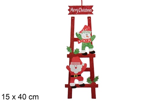 [117271] Escalera Papa Noel y muñeco de nieve poliespan 15x40 cm 