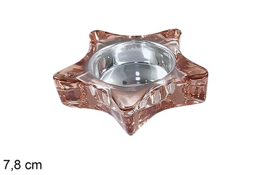 [117281] Christmas star glass candle holder rose gold 7,8 cm