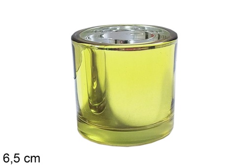 [117282] Portavela cristal redonda Navidad oro 6,5 cm