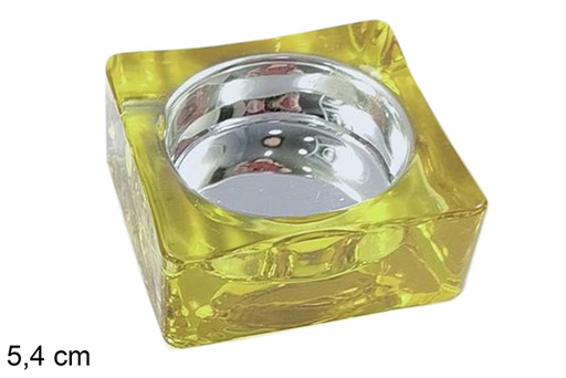 [117288] Square glass Christmas candle holder gold 5,4 cm