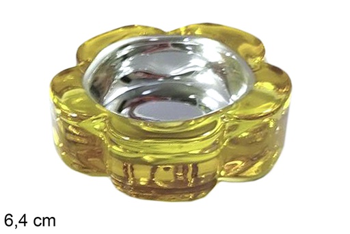 [117297] Glass candle holder Christmas flower gold 6,4 cm