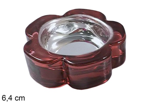 [117303] Portavela cristal flor Navidad roja 6,4 cm