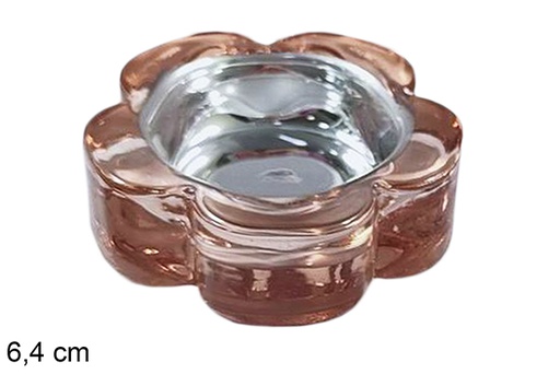 [117305] Christmas flower glass candle holder rose gold 6,4 cm