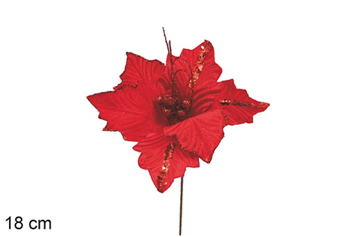 [117337] Fiore rosso di Natale 18 cm