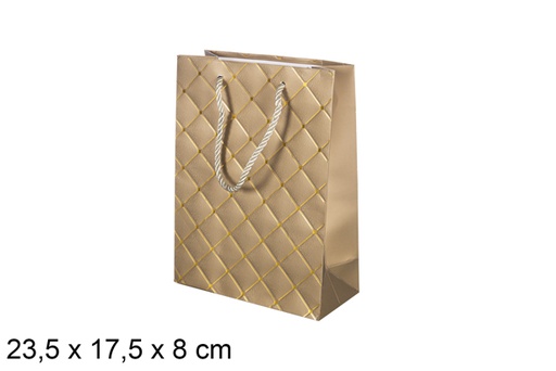 [117352] Bolsa regalo Navidad oro 23,5x17,5 cm