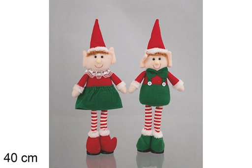 [117366] Elfo Navidad verde/rojo 40 cm