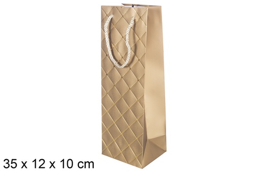 [117389] Gold wine bottle bag 35x12 cm