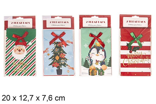 [117398] Pack 2 sacs cadeaux de Noël assortis 20x12,7 cm