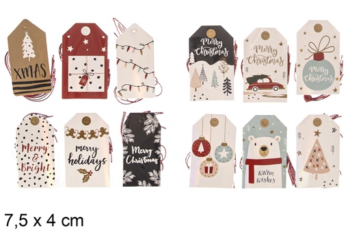 [117407] Pack 24 assorted Christmas decoration gift tags 7,5x4 cm
