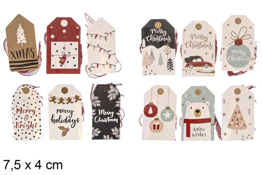 [117407] Pack 24 etiquetas sortidas para decoração de Natal 7,5x4 cm