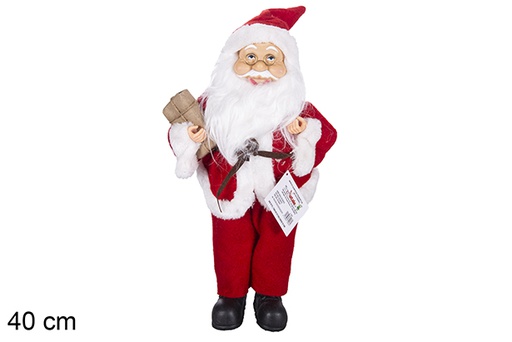 [117478] Papa Noel traje rojo con saco regalo 40 cm 