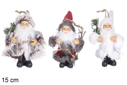 [117482] Papai Noel com terno de lã diversos modelos e cores 15 cm