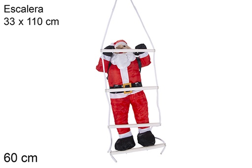 [117491] Babbo Natale rosso impermeabile con scala 60 cm