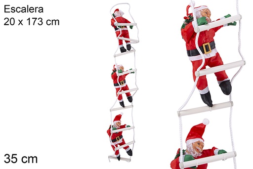 [117492] Papai Noel em traje impermeável em uma escada 3x35 cm