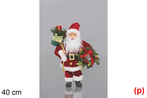 [117502] Babbo Natale vestito di rosso con corona e regalo 40 cm