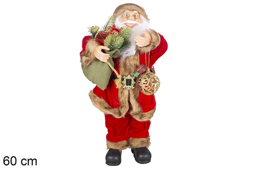 [117503] Babbo Natale vestito di rosso con corona e regalo 60 cm