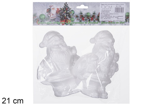 [117539] Pack 2 Papai Noel branco poliestireno 21 cm