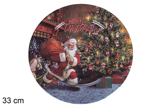 [117574] Plato metal redondo decorado Navidad surtido 33 cm  