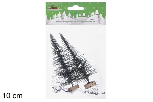 [117581] Pack 2 arbres verts avec socle en bois 10 cm