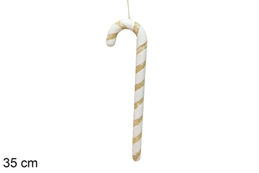 [117592] Bastón Navidad blanco/oro 35 cm  