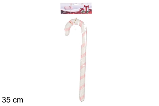 [117594] White/pink Christmas cane 35 cm