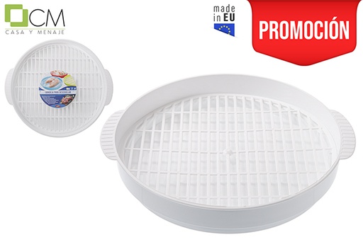 [117607] White round plastic tray for defrosting