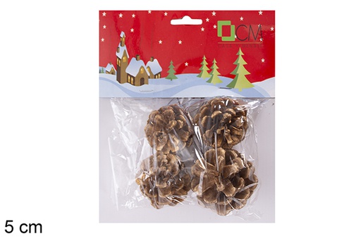 [117624] Pack 4 gold pineapples in blister 5 cm