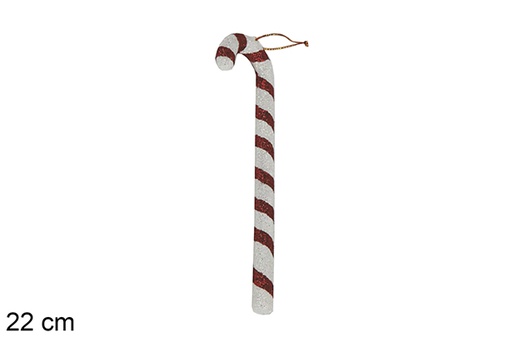 [117650] Bastón Navidad blanco/rojo 22 cm 