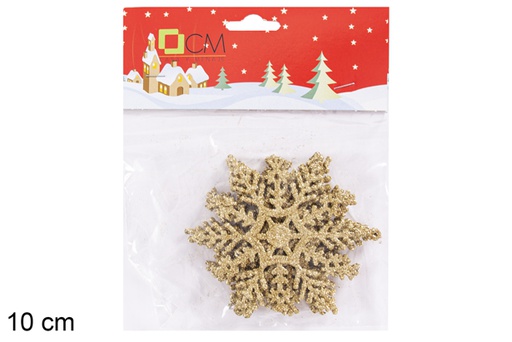 [117742] Pack 4 décorations pailletées dorées modèles assortis 10 cm