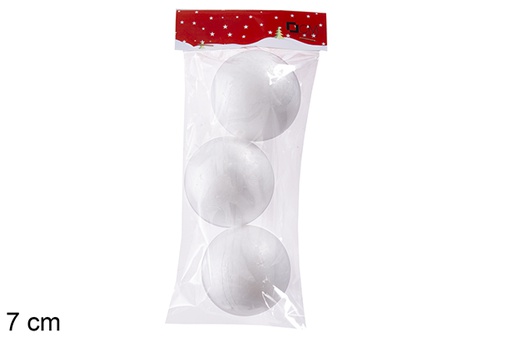 [117744] Pack 3 palline di polistirolo decorazione natalizia 7 cm