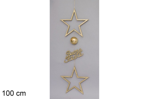 [117752] Gold pendant with stars/balls 100 cm