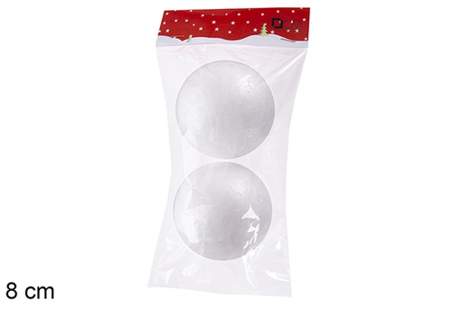 [117753] Pack  2 boules de décoration de Noël en polystyrène 8 cm