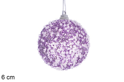 [117793] Pink Christmas ball with glitter and corals 6 cm