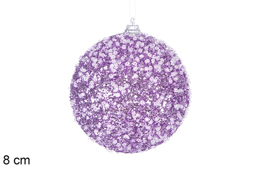 [117797] Pink Christmas ball with glitter and corals 8 cm