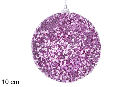 [117798] Pink Christmas ball with glitter and corals 10 cm