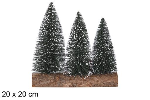 [117890] Pack 3 snowy green trees on trunk 20 cm