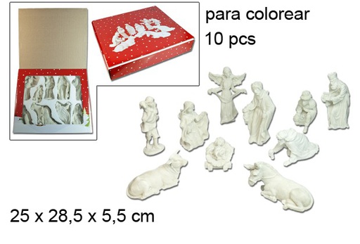 [048914] Pack 10 peças Natividade em resina para pintar