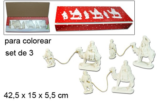 [048918] Pack 3 Reyes Magos con camello y paje para colorear