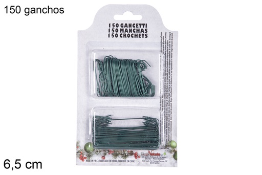 [118015] Pack 150 ganci in metallo verde 6,5 cm