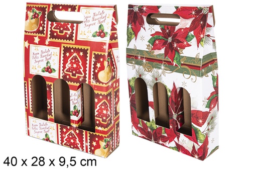 [118039] Caja regalo 3 botellas vino 40x28x9,5 cm 