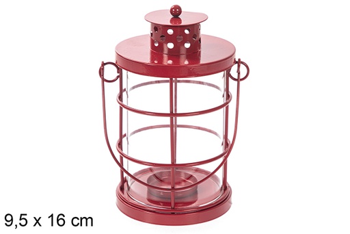 [118040] Christmas metal candle holder red 9,5x16 cm