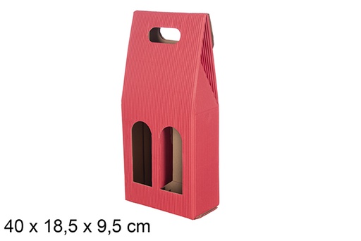 [118048] Caja regalo 2 botellas vino cartón ondulado rojo 40x18,5x9,5 cm  