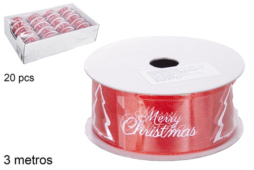 [118054] RED DECORATED CHRISTMAS RIBBON 2.5+4X3 M
