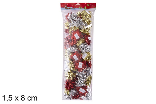 [118080] Pack72 noeuds de Noël couleurs assorties sous blister 1,5x8 cm