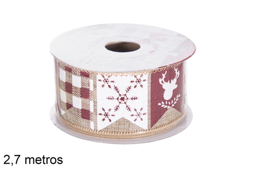 [118095] Burgundy Christmas ribbon roll 2,7 m