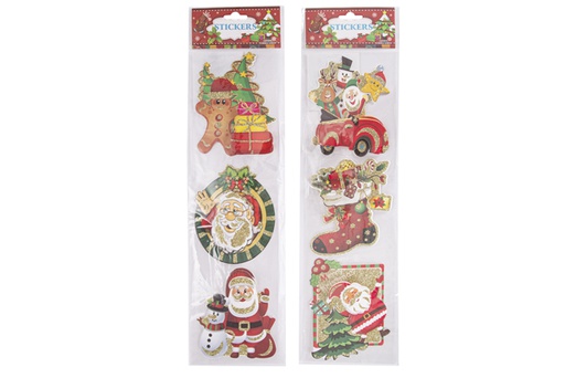 [118096] Pack 3 assorted Christmas stickers in blister