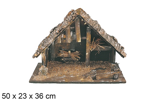 [118113] Empty cabin with manger in box 50x23 cm